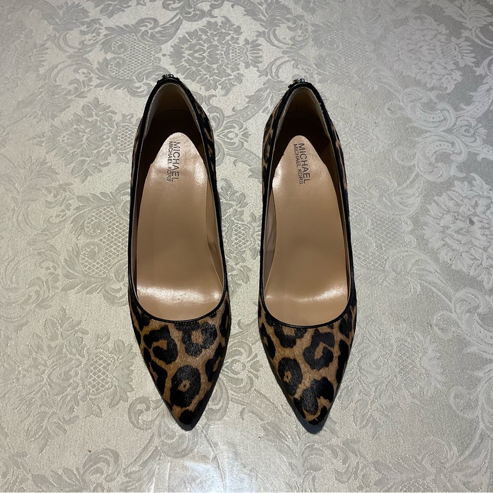 Michael Kors Leopard hair calf upper high heel shoes